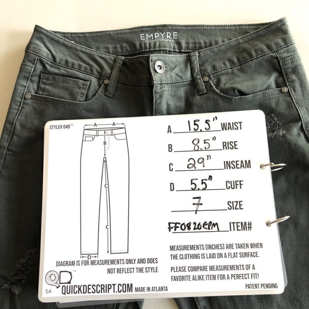 Empyre Tessa Skinny Jeans Women's Size 7 Olive Green Distressed with Stretch - Picture 4 of 11